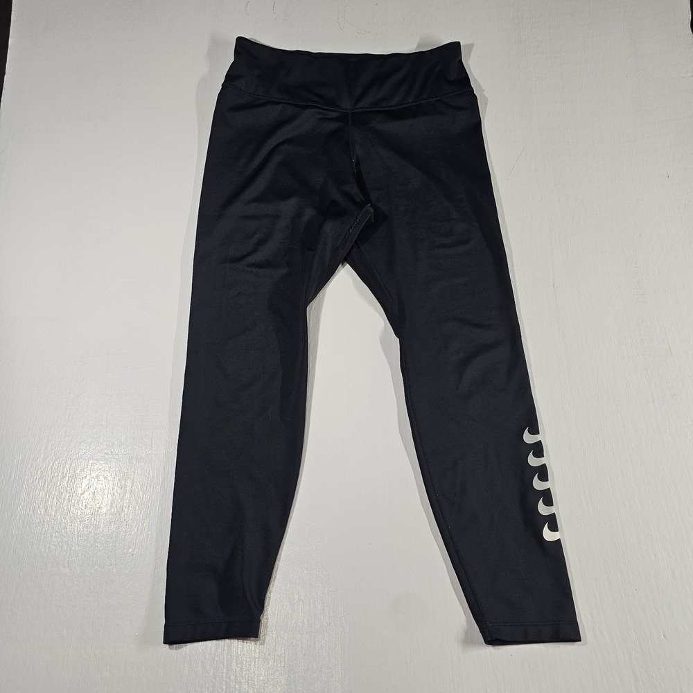 Nike Dri Fit Women's Black Leggings Swoosh Logo Athletic Women's Size Medium